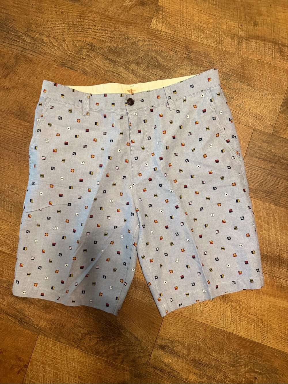 Dockers Light Blue Printed Flat Front Shorts